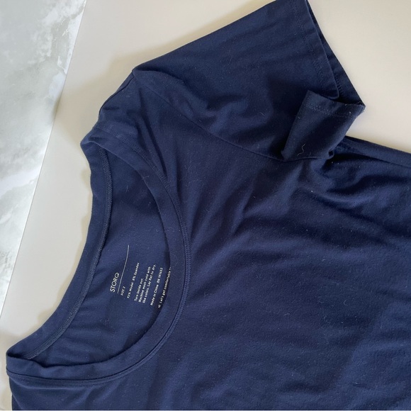 Storq Navy Blue Midi Maternity Dress Spandex Short Sleeve Dress Casual - Picture 6 of 6